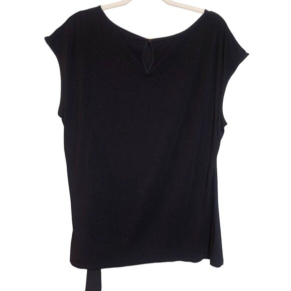 Vince Camuto Side Tie Top Black L Sleeveless Minimalist Workwear Chic Court Core - Picture 2 of 11